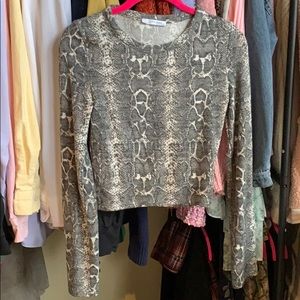 Snakeskin Patterned Long Sleeve Top